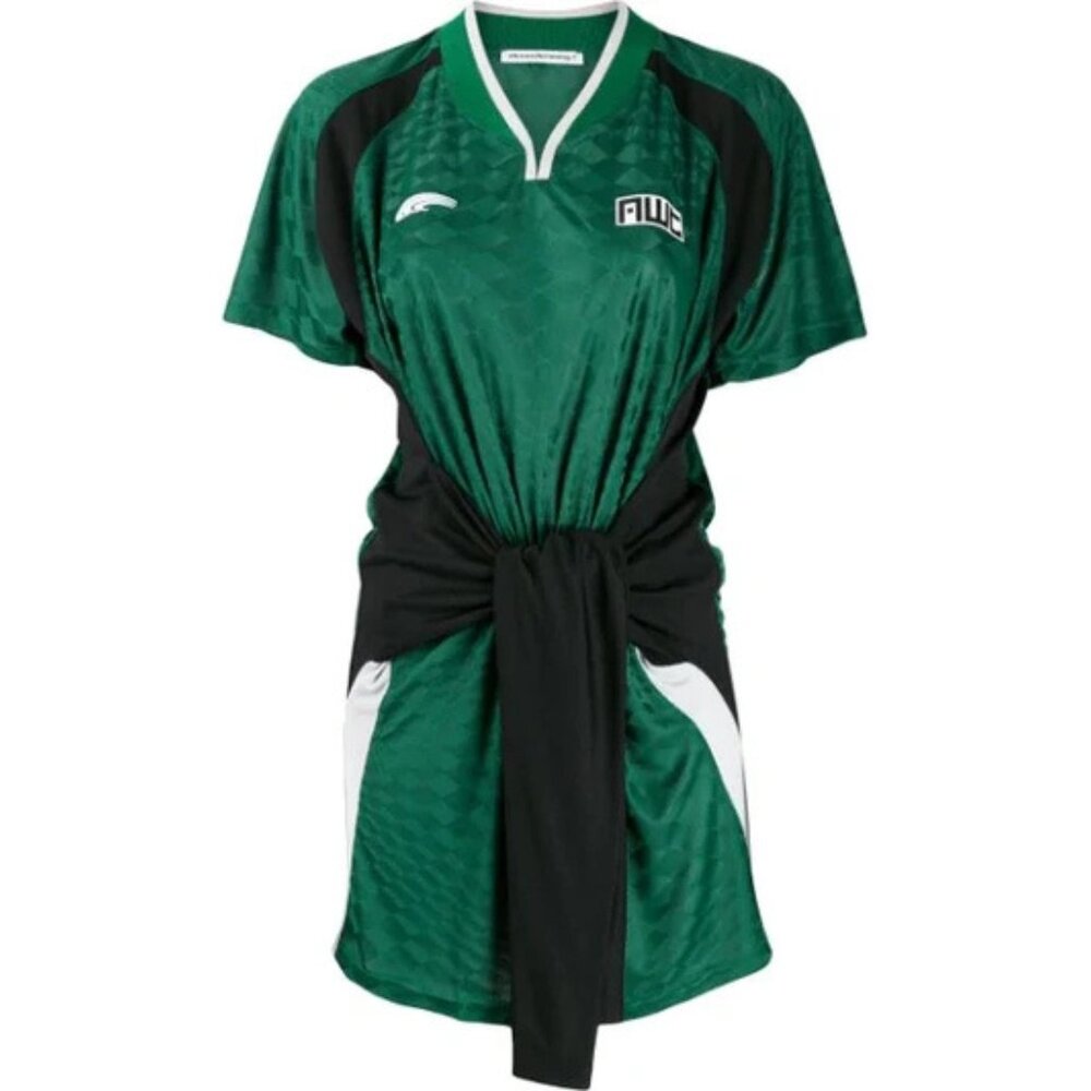 NWT Alexander Wang Designer Green Tie-Front Jersey Mini Dress – Size L ($695)